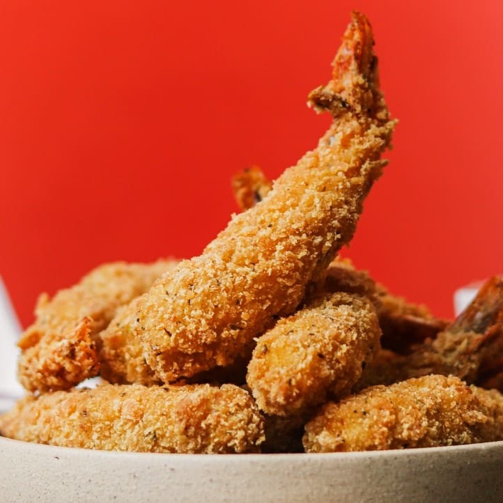 10 unidades de um delicioso Camarão Rosa, Empanado na farinha Panko.