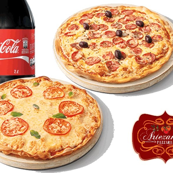 (2 Pizzas 'sabores' + promoção refrigerante 2 litros)