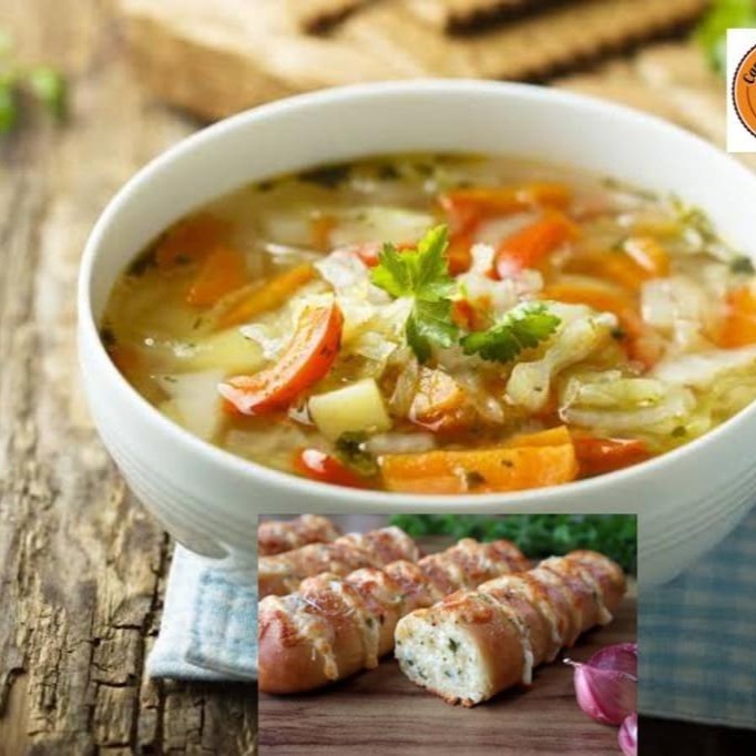 Deliciosa & Saborosa Sopa de Frango desfiado com Legumes +Torradas Grátis