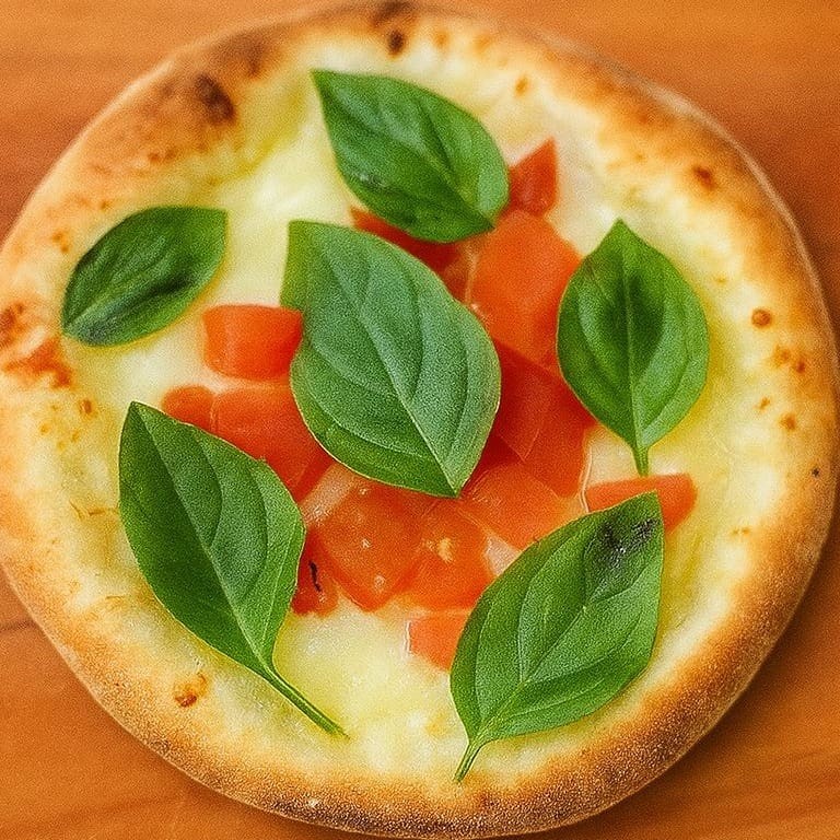 Mussarela, tomate e manjericao