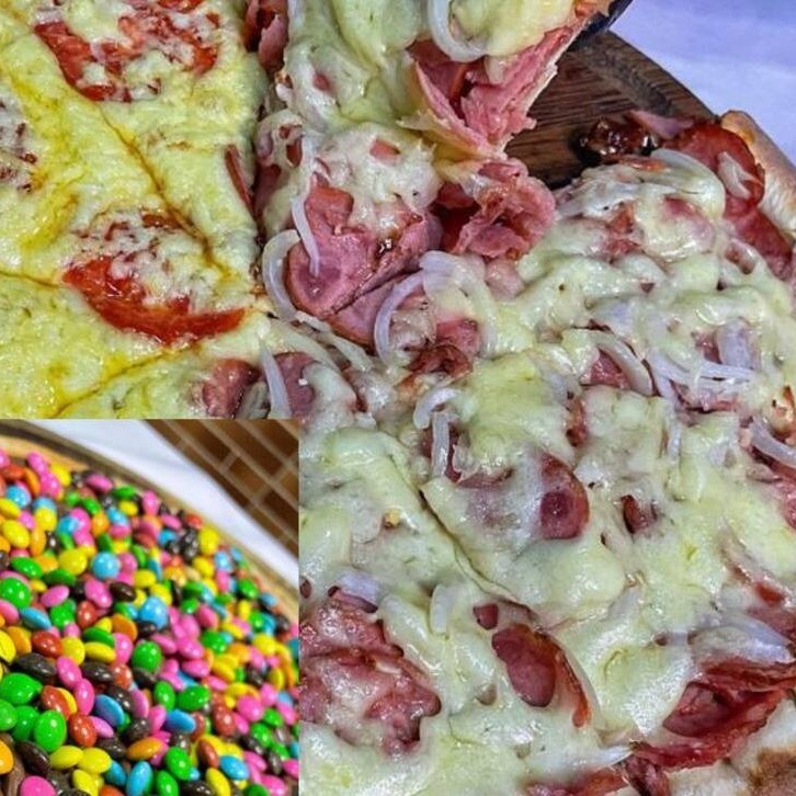 Deliciosa Pizza Salgada Gourmet + Refrigerante Brinde + 2 Brotinho Doce da Sua Escolha : Chocolate , doce de leite ou romeu e julieta