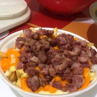 500g de batata frita+ cheddar+mussarella+ bacon