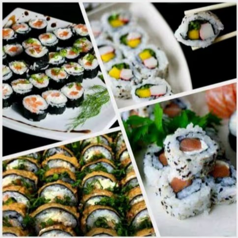 Escolha 5 porções (com 12 unidades cada) 15 opções diferentes de rolls, você escolhe, algumas porções tem acréscimo.