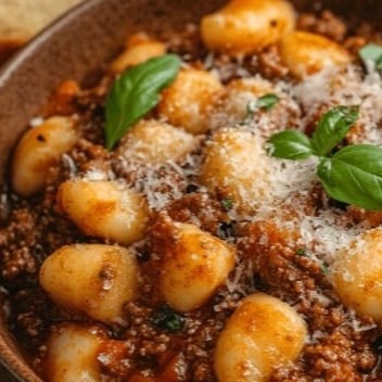 Receita da nona, delicioso nhoque tradicional á bolonhesa bem temperadinho com insumos de qualidades.