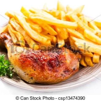 Marmita Grande Com Peito De Frango Assado Com Fritas Arroz Feijão E Farofa