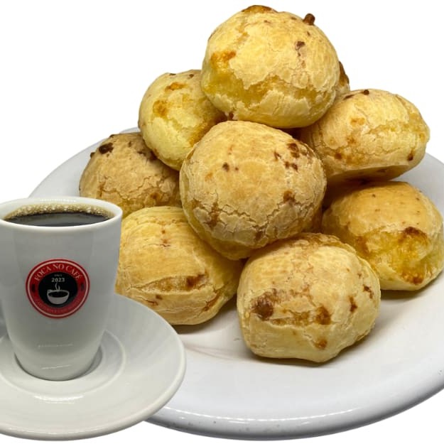 Combo Mineirinho  5 Pães de Queijo quentinhos, douradinhos por fora e macios por dentro, acompanhados de 100ml de café coado na hora. Perfeito para começar o Dia ou dar aquela pausa gostosa!
