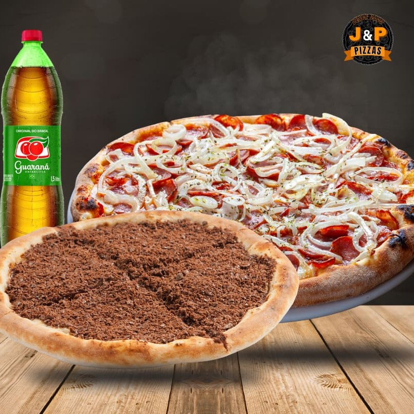 Celebre o Dia dos namorados com o Combo Casal! Inclui 1 pizza média de 30cm com 8 fatias (calabresa), 1 pizza pequena doce de 25cm com 4 fatias (chocolate com granulado) e 1 Guaraná Antartica de 1,5l bem gelado. Combo especial para curtir a dois com muito sabor, carinho e econimia. Ideal para jantar româtico, noite especial ou maratonar juntinhos.