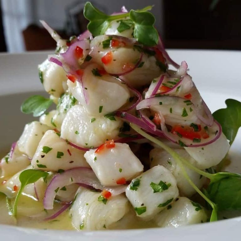 200g de um delicioso Ceviche com frutos frescos.