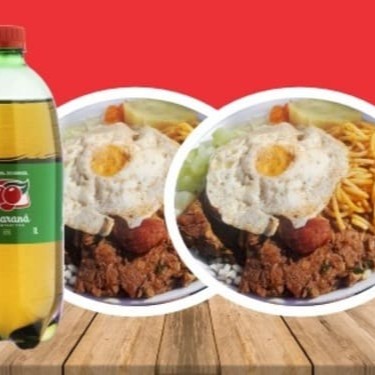 (02 Quentinha) Arroz fresquinho, Feijão delicioso, 01 ovo, 01 Acompanhamentos, Farofa + Guaraná Antarctica 1l.