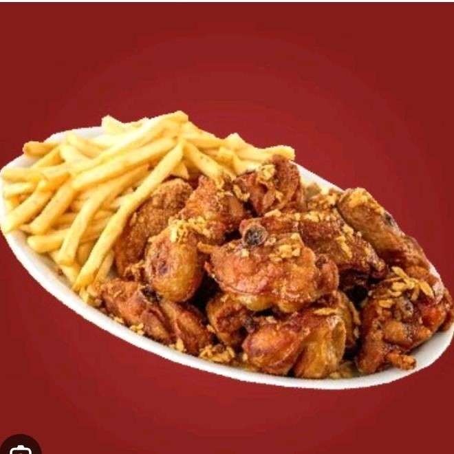 Pertisco 1400gm de frango a passarinho e 500gm gramas de batata frita