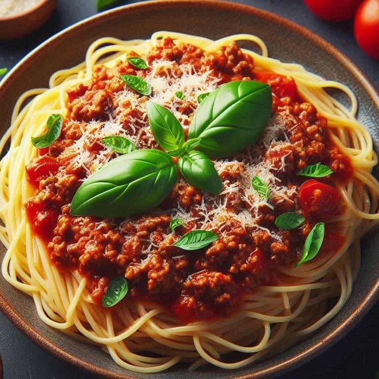 Espaguete ao dente com carne moída saborosa ao molho pomodoro fresco, finalizado com manjericão aromático para um prato cheio de tradição e sabor.  Comida Italiana, Massas Artesanais, Culinária Italiana, Penne, Espaguete, Gnocchi, Risoto De Salmão, Polenta Italiana, Frango Parmegiana, Salmão Grelhado, Batata Frita, Coca Cola, Guaraná Antártica, Entrega Gratis.