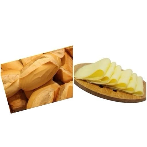 6 pés francês + 200g queijo mussarela