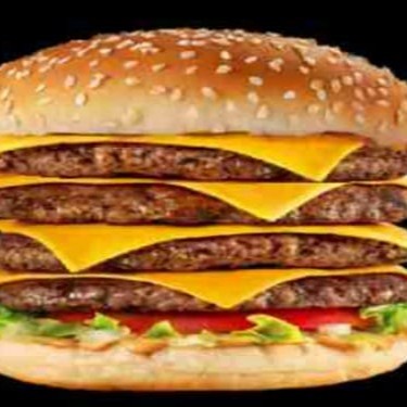 Pão,4 carnes bovina, 4 cheddar fatiado.