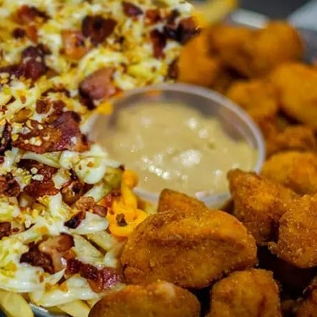 Frango empanado + Batata Fiona + molho