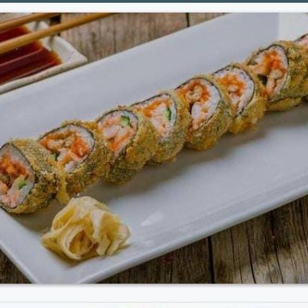 Frito: nori por fora, salmão , cream chesse da caturipy e cebolinha empanado na farinha panko