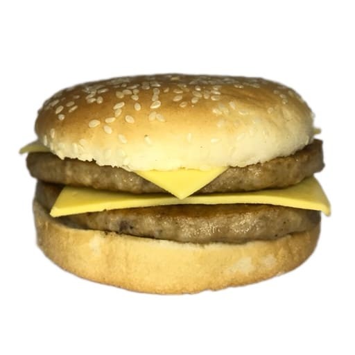 Pão comum, 2 carnes e 2 queijos.