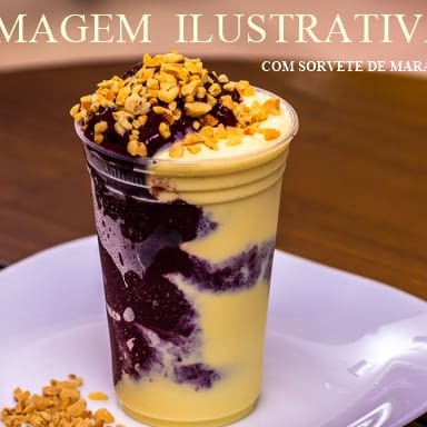 Açaí batido com polpa de maracujá! Pode ser  composto de combinações à sua escolha.