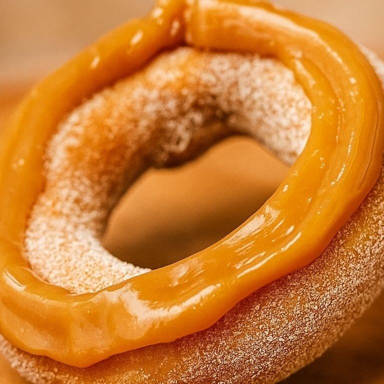 Delicioso Donuts com a qualidade Kidelicia que voce ja conhece, banhado com canela e acucar e aquele doce de leite cremoso.