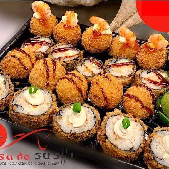 5 salmão ball, 5 salmão ball com cream cheese e camarão em cima, 5 hot skin, 5 hot skin com cream cheese em cima.