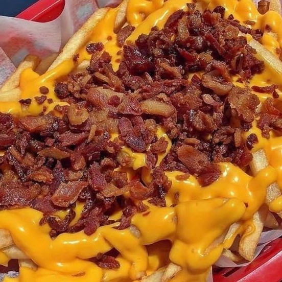 Batata frita , calabresa, bacon , oregano , alho torado , cheddar, requeijao ,