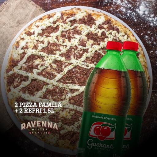 Duas deliciosas pizzas de 40cm, com massa fina, base com molho artesanal e queijo mussarela, complementos escolhidos por você e finalizada com orégano.