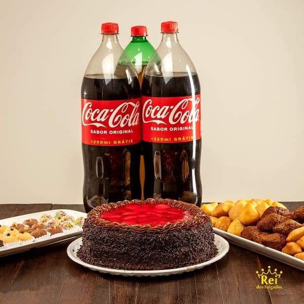 200 Salgadinhos | 100 Docinhos | 3 Refrigerantes 2l | 1 Torta Média - Aro 26