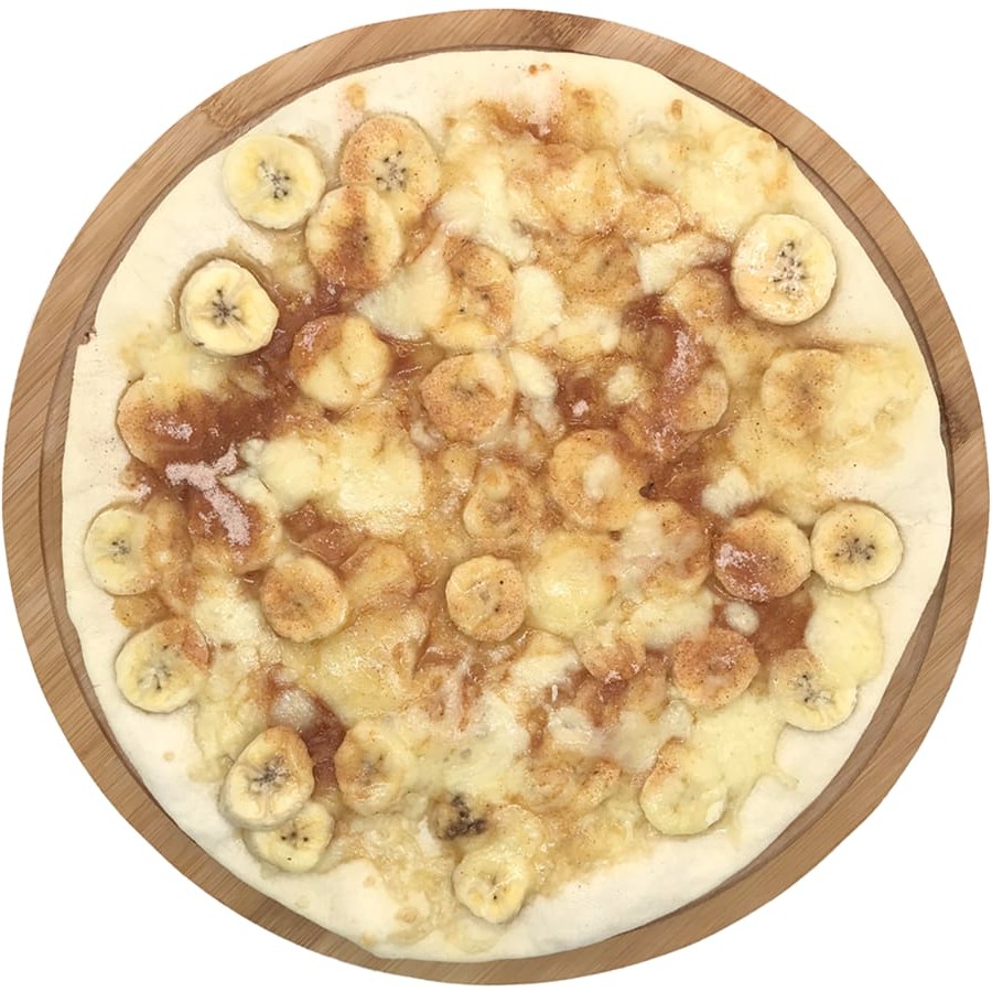 Mussarela, banana, açúcar e canela.