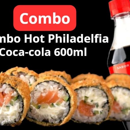 (Acompanha 12 peças)  Que tal uma combinação perfeita para matar a fome e ainda se refrescar? O nosso Combo Hot Philadelphia traz o irresistível sushi empanado, recheado com salmão e cream cheese, crocante por fora e macio por dentro, servido quentinho e cheio de sabor. Para completar essa experiência, uma Coca-Cola gelada de 600ml, do jeito que todo combo merece!  Ideal para quem ama comida japonesa, mas não abre mão de uma bebida clássica para acompanhar. Praticidade, sabor e refrescância em um só pedido!  #Hotphiladelphia #Combosushi #Cocacolagelada #Sushiempanado #Comboperfeito #Comidajaponesa #Deliverydesushi #Sushilovers #Japanodelivery #Sabororiental