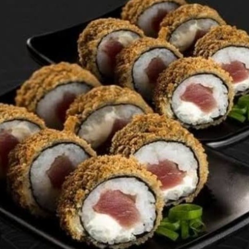 Alga arroz cream chesse cebolinha atum empanado e frito