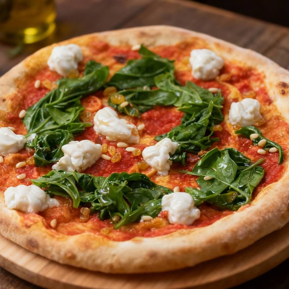 Massa artesanal livre de açúcares, ovos e lactose. Usamos queijos veganos Viveg, azeite de oliva e molho de tomate pelati.