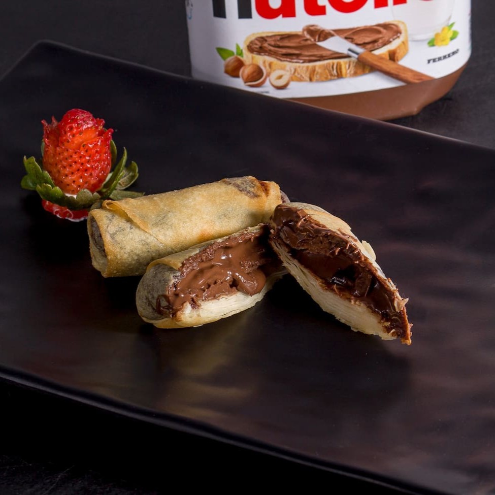 Massa de rolinho primavera com Nutella