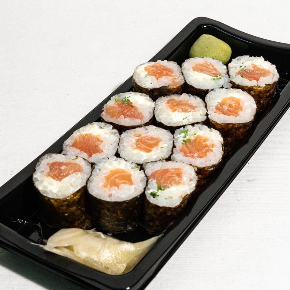 Alga Nori, Arroz Japonês, Salmão, Cream Cheese. (10 Peças)