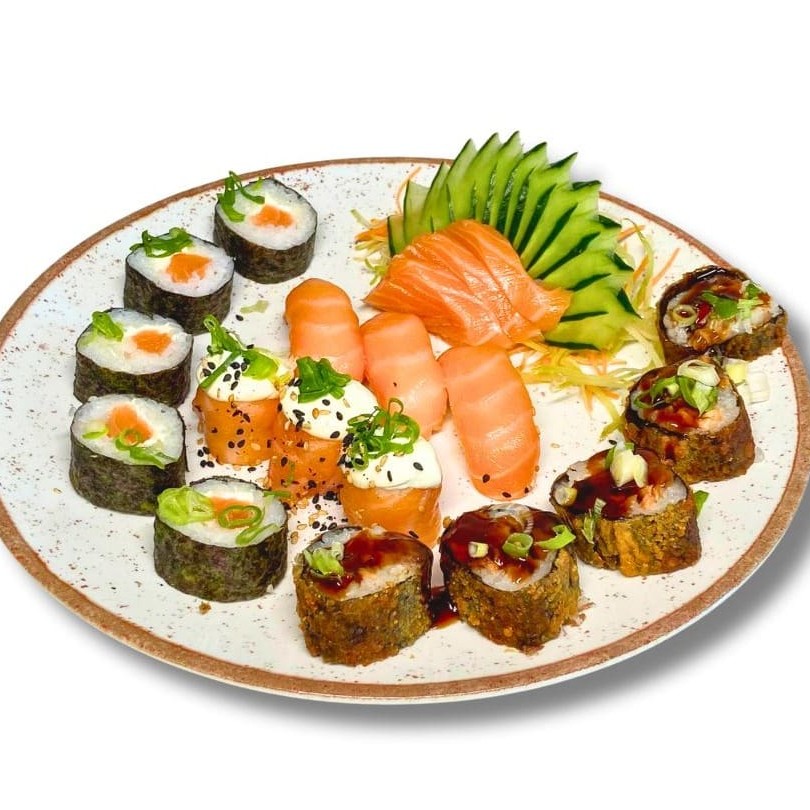 03 Joe Joe Tradicional; 03 Sushi Salmão;  03 Sashimi; 05 Filadélfia Salmão; 10 Hot Philadelphia Salmão.