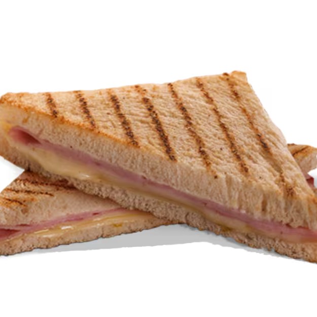 Presunto, queijo muçarela e manteiga no pão de forma tradicional