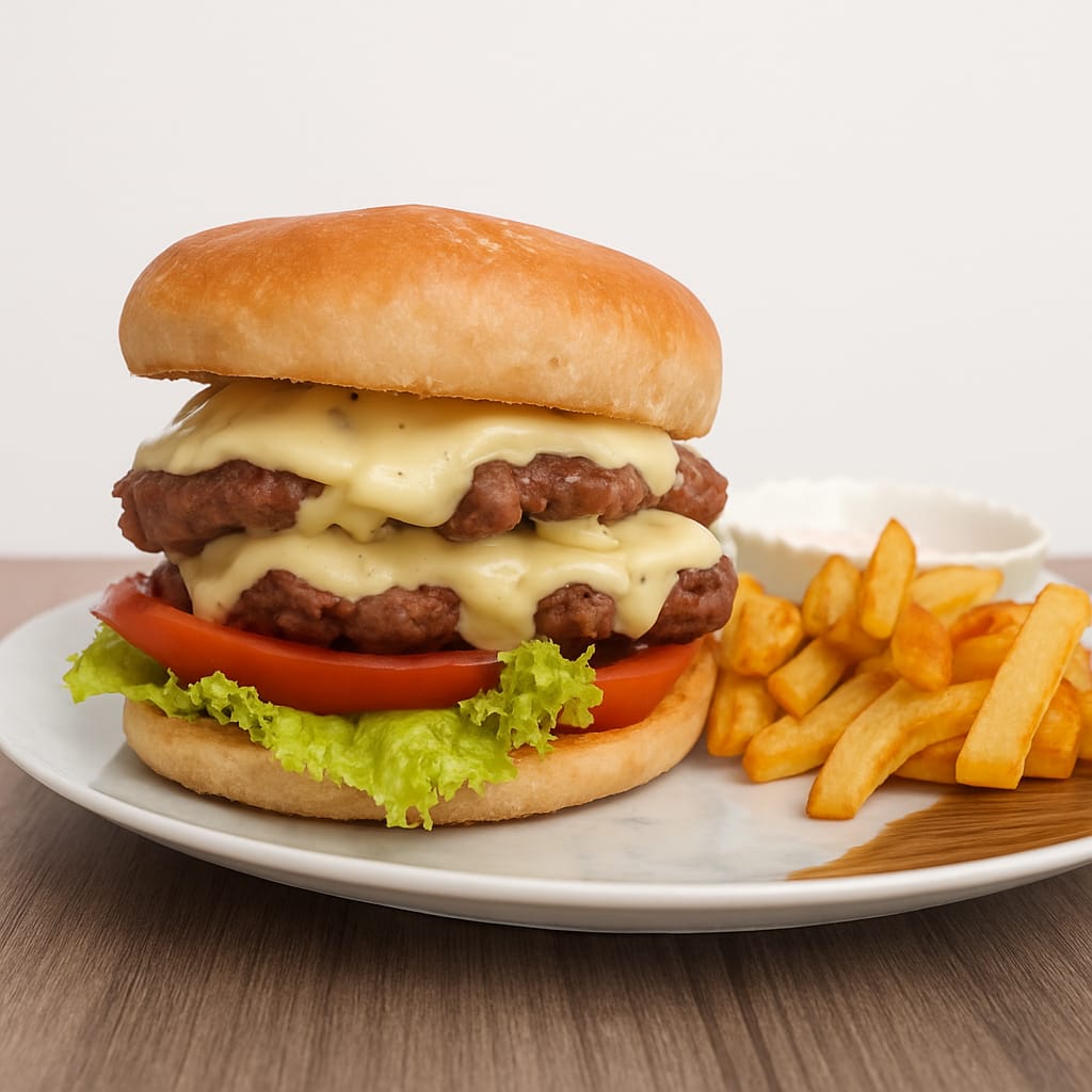 Hamburguesa Doble + papas