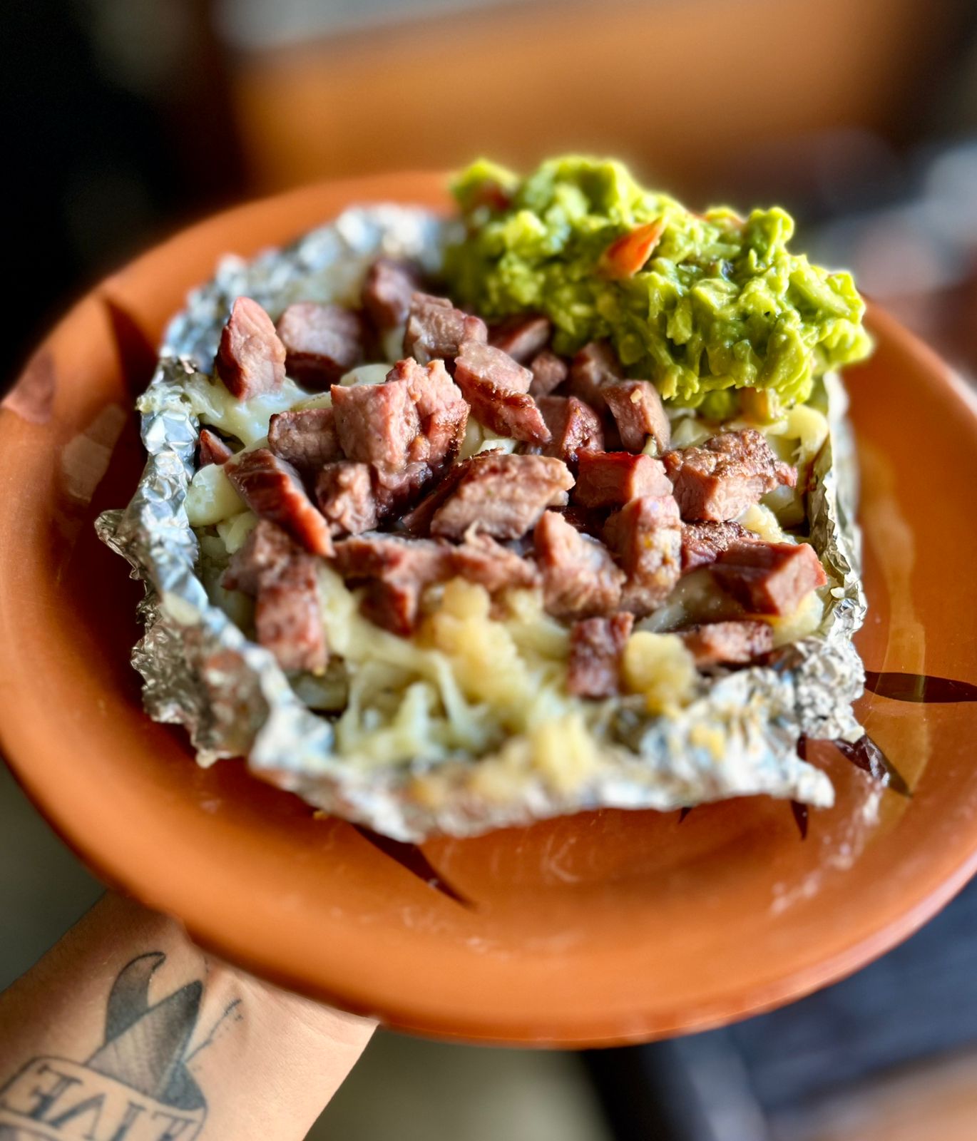 Papa Asada con Carne