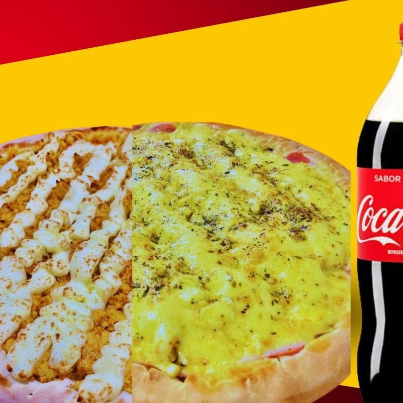 Pizza Familia 35cm 1/2 Portuguesa 1/2 Frango c/ Catupiry +Coca cola 1,5
