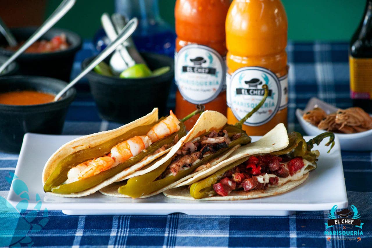 Combo-3 Tacos Gobernador + Agua Fresca