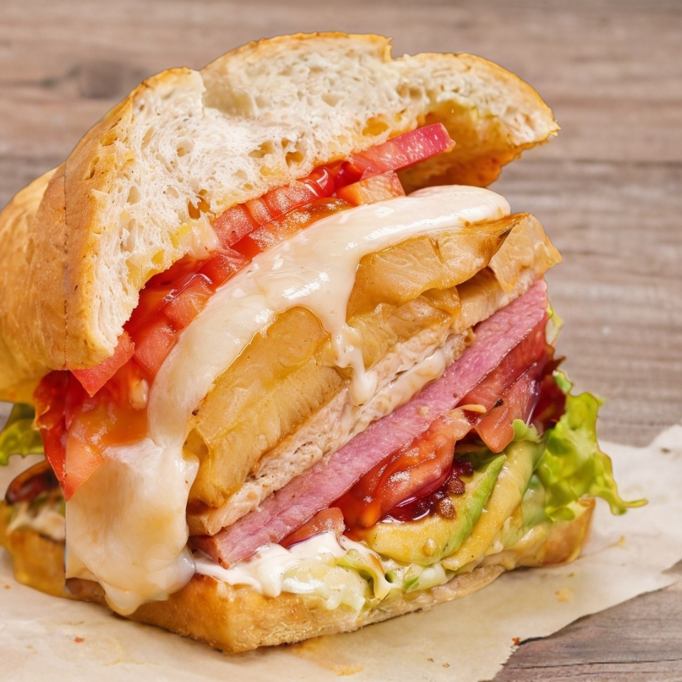 Torta Hawaiana de Piña, Jamón y Queso Monterrey