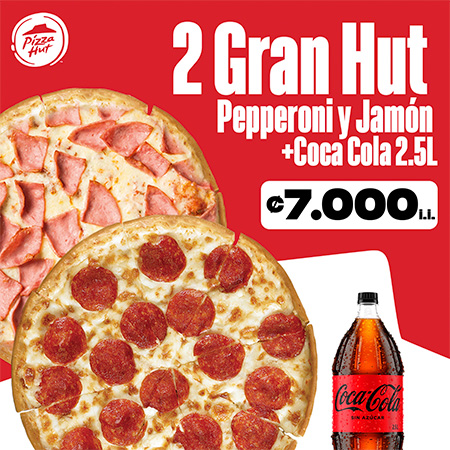 2 Pizzas Gran Hut + Coca Cola 2.5 L 🍕🍕