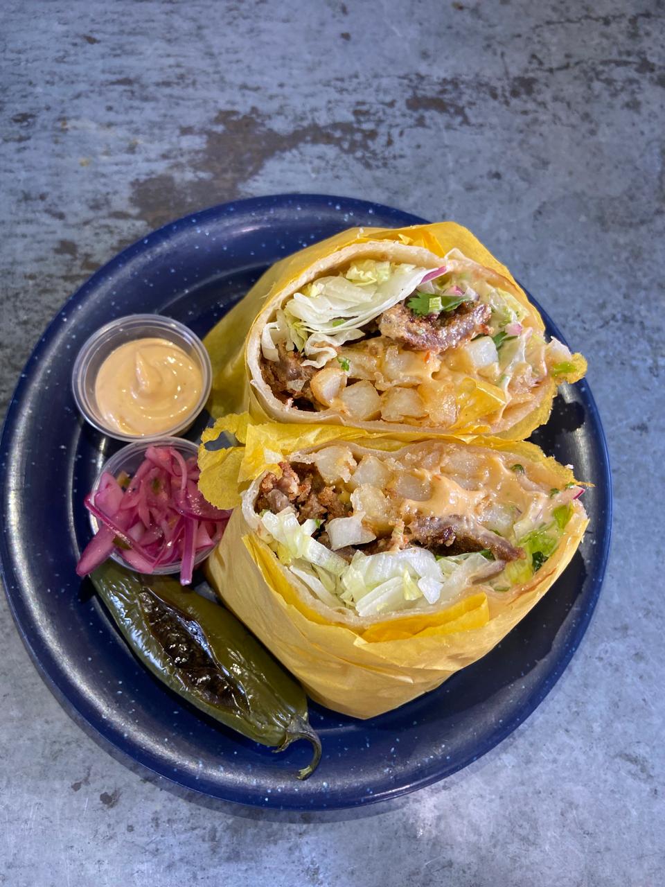 Burrito California camarón y arrachera