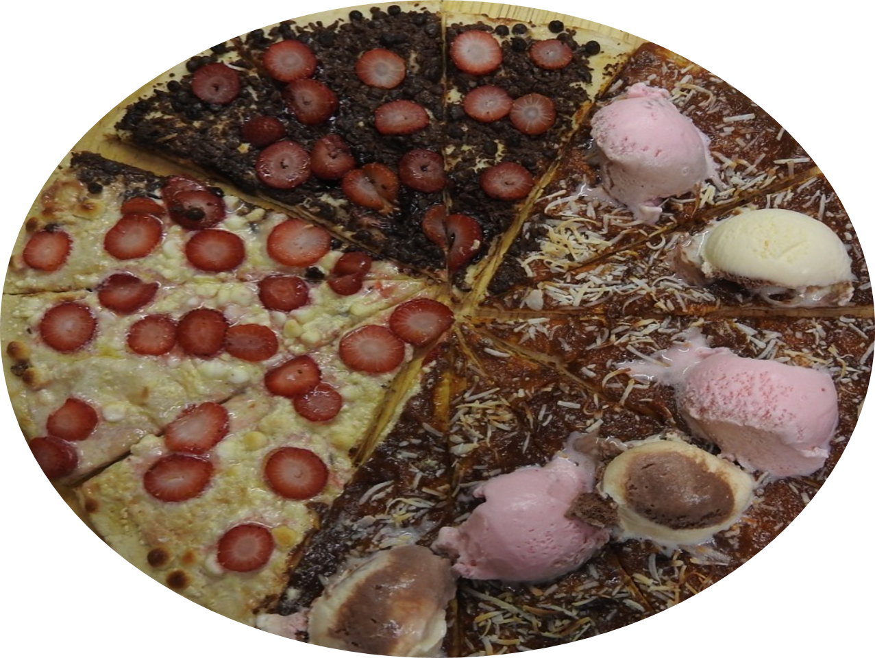Pizza Cajeta con Coco y helado Chica