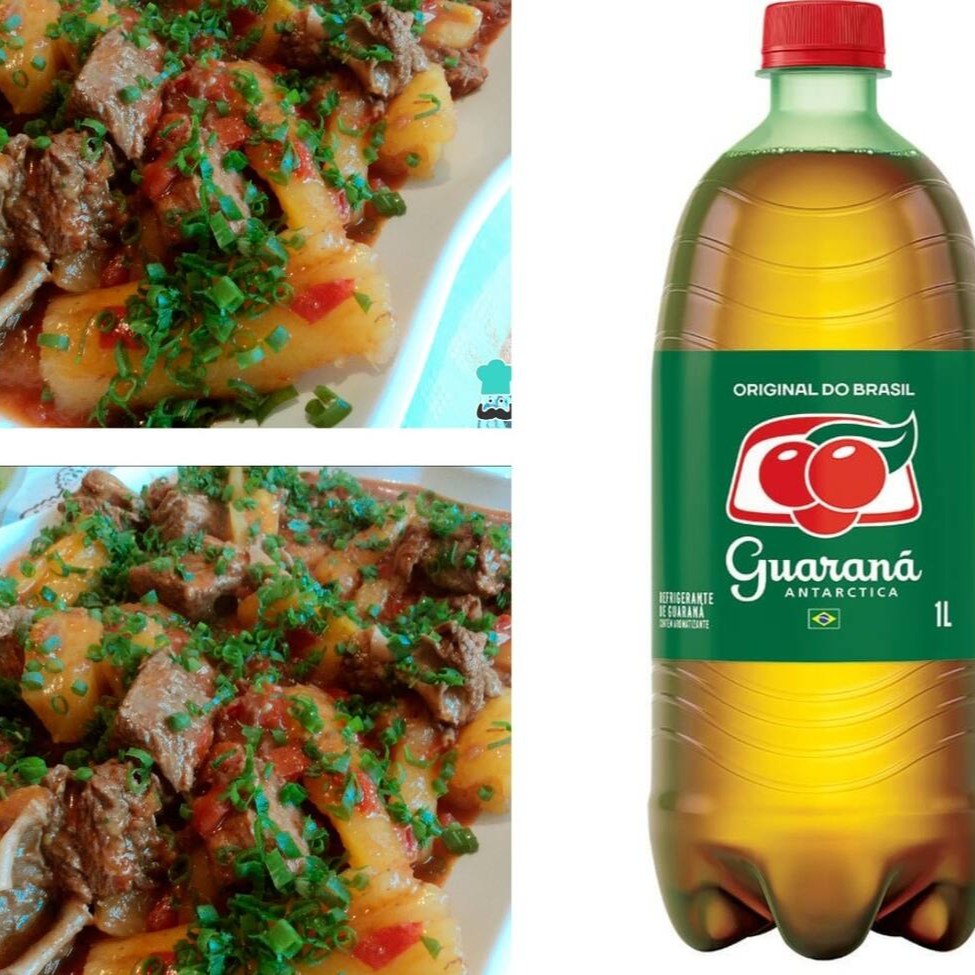 Arroz,feijao,macarrao,farofa,batata ao molho ou corada + refrigerante 1l