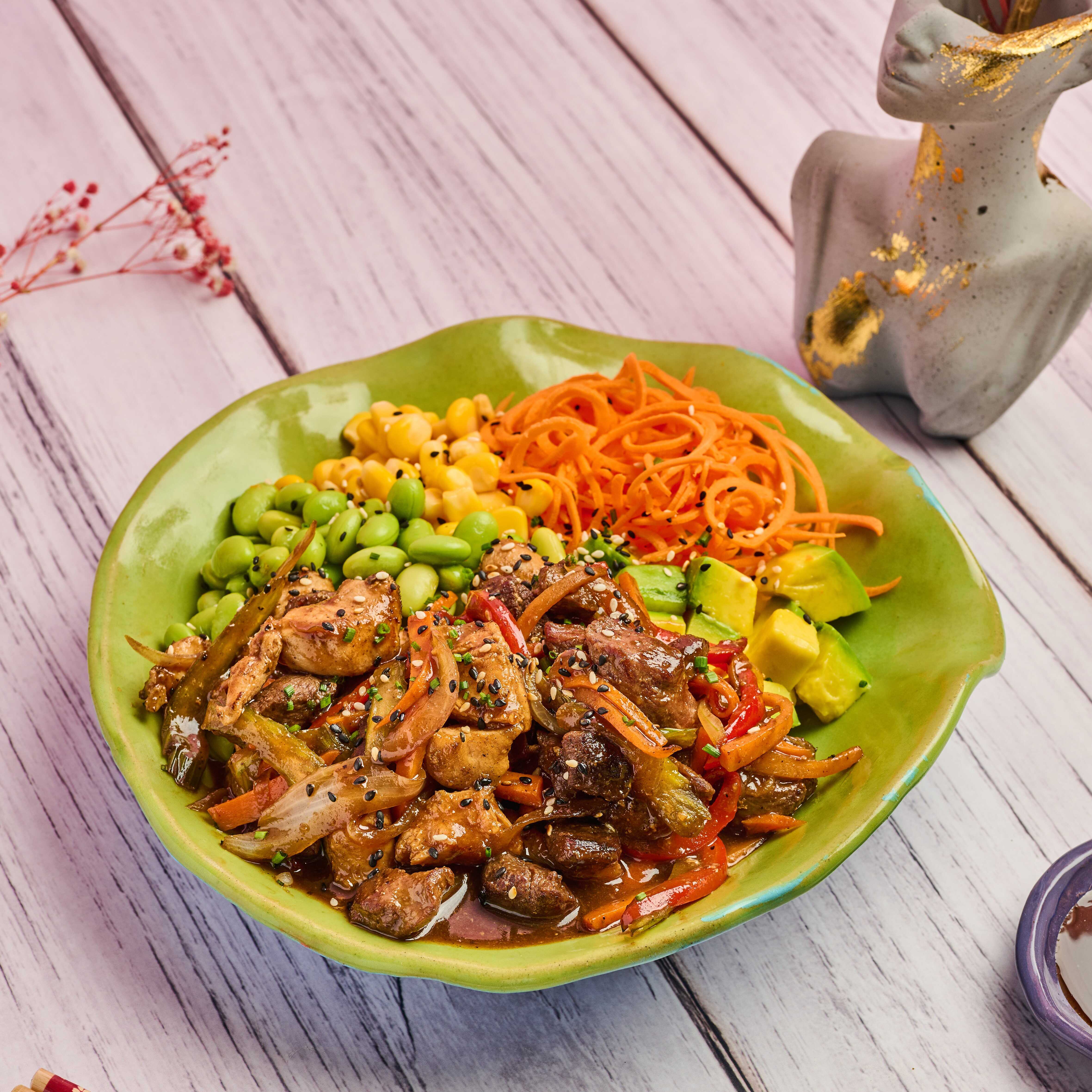Bowl Mixto Pollo y Res