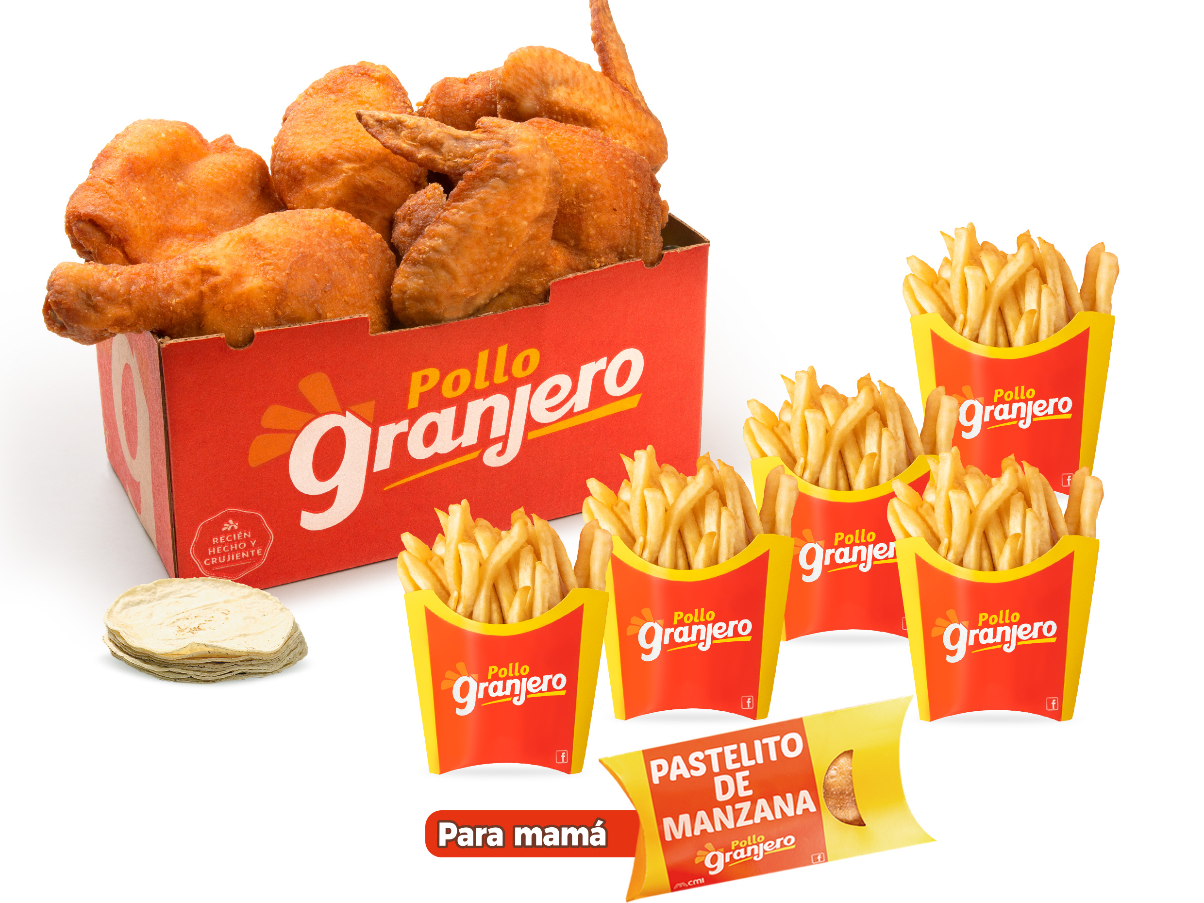10 Pzas+5 Papas Peq+10 torti +1 Pastelito Manzana