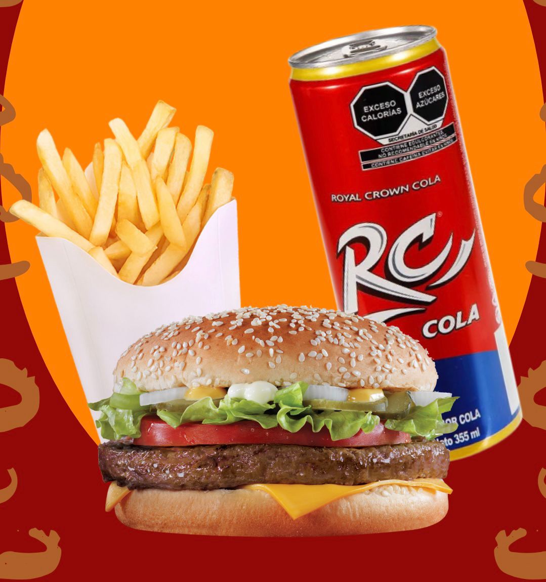 2 Hamburguesas de Carne+1 Papas+1 Royal Crown Cola