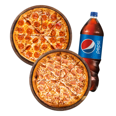 2 Pizzas Grandes + Pepsi 2.5 L GRATIS! 🍕🍕