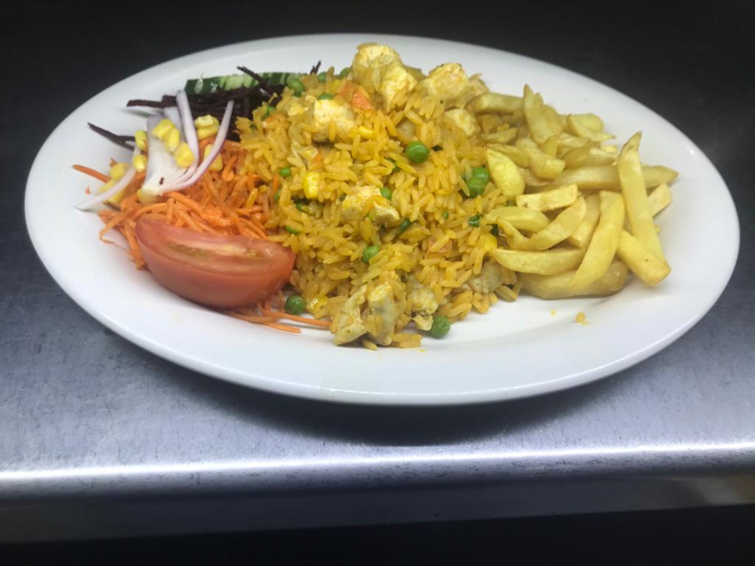 Sopa de Mariscos + Arroz con Pollo
