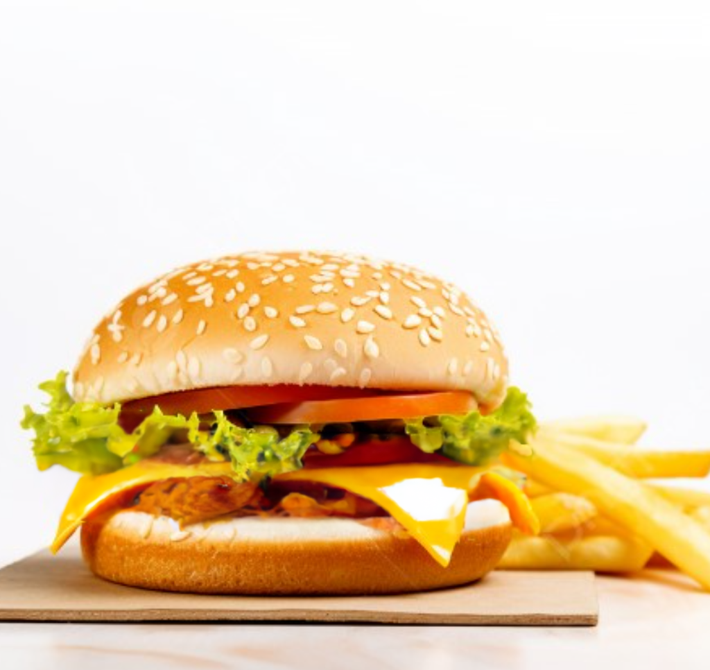 HAMBURGUESA DE POLLO CON PAPAS