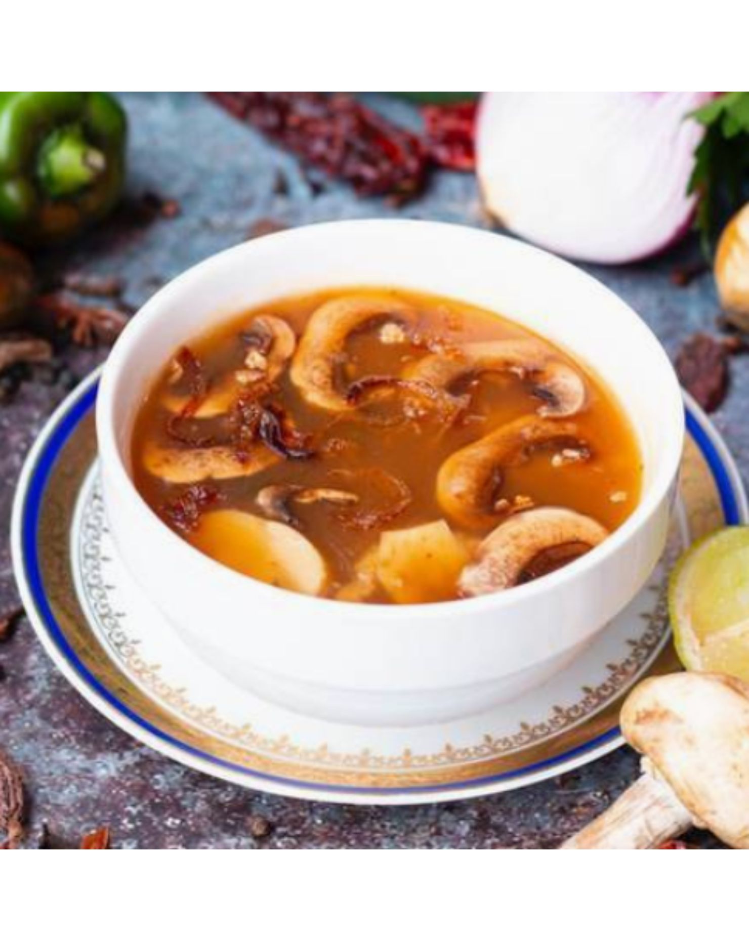 Japanese Mushroom Onion Clear Soup